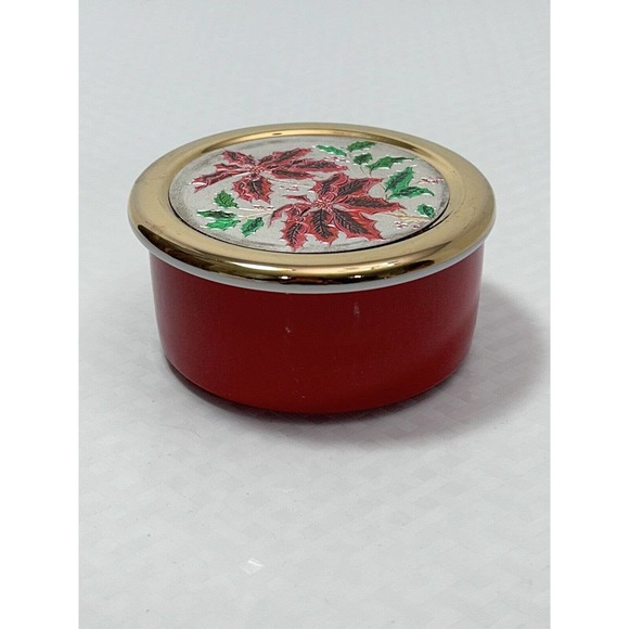 Chokin Poinsettias Trinket Dish Jamestown China With Gold Rim Christmas - Picture 5 of 10